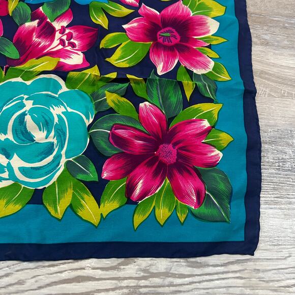 Vintage Echo Silk Scarf Runway by Echo Floral Print 34” Square - Picture 3 of 8
